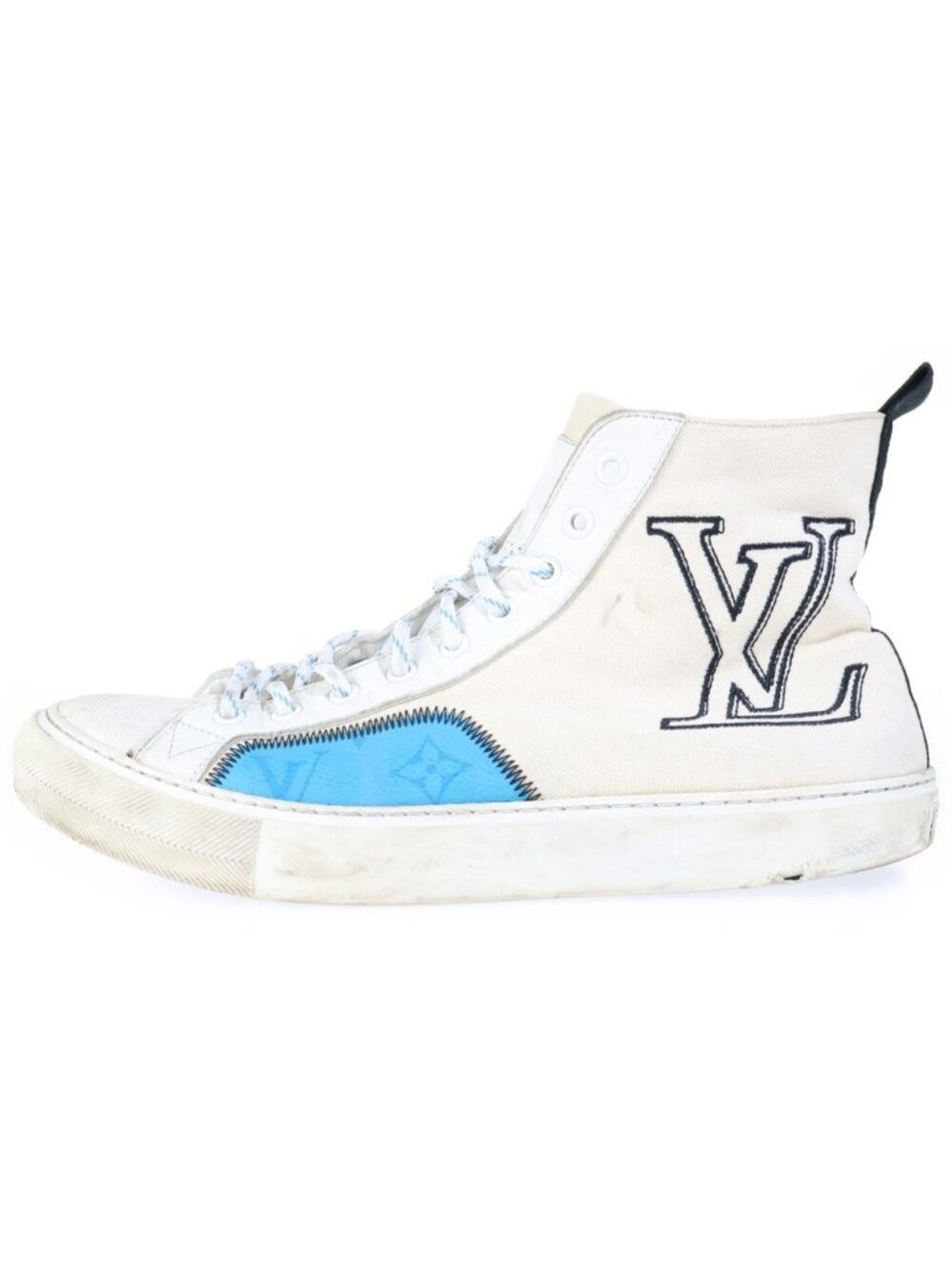 Louis Vuitton Tattoo Line High Top Sneakers Monogram Embroidery Logo White